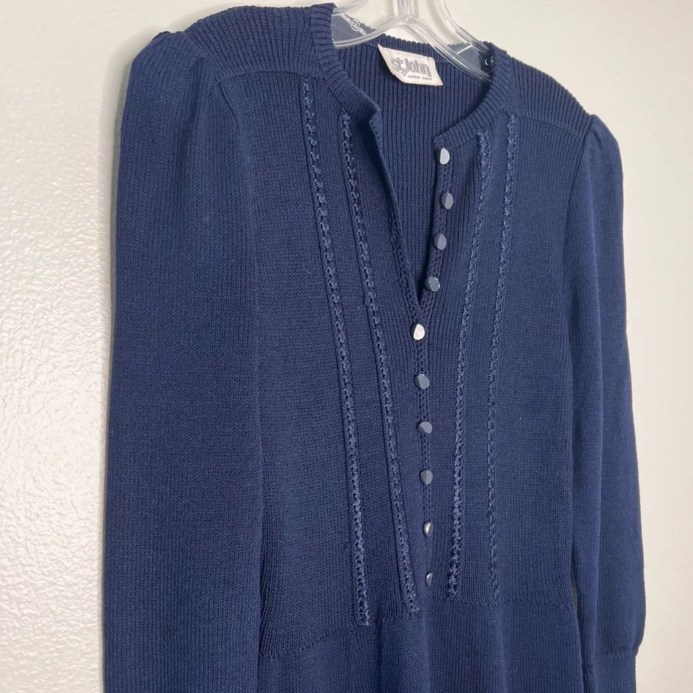 St. John by Marie Gray Vintage Navy Blue Wool Dark academia dress M_2